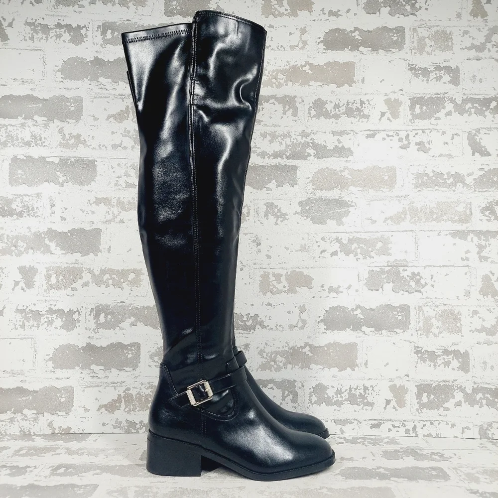 NEW DV by Dolce Vita Elyse Buckle Block Heel Black Over-The-Knee Boot M928 - Picture 4 of 12